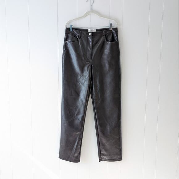 Aritzia Wilfred Melina Rich Mocha Brown High-Rise Straight Leg Pants, size 10 - Picture 1 of 11